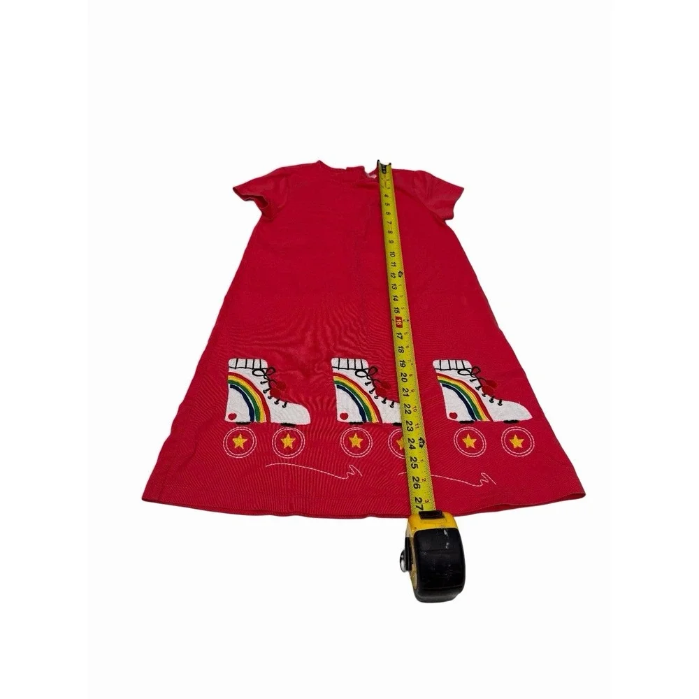 Hanna Andersson Girl Dress rainbow roller skate Size 130/8 Red 100 Cotton